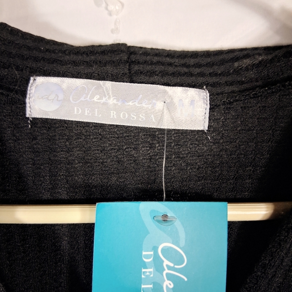 DellaRosa Medium Semi Sheer Women's Intimate Black Mid-thigh But. Down Sleepwear - Picture 3 of 9